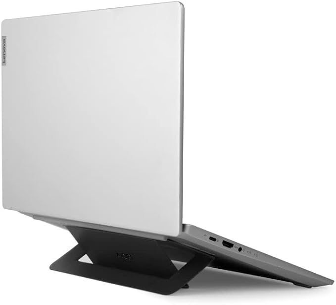 MOFT Laptop Stand for Desk, Adhesive Airflow Laptop Cooling Riser for Heat Dissipation with 2 Adjustable Viewing Angles, Foldable & Portable Computer Stand Compatible with Laptops 11"-16", Jet Black