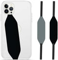 Phone Grip Strap - Pack of 2 Reversible Finger Holder for Phone Back, Customizable Anti-Slip Design, Wireless Charging Compatible Detachable Holder for iPhone - Black & Grey