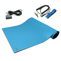 RubberStat Dual Layer ESD Compliant Workstation Rubber Table Mat Kit, Soldering, Cell Phone Repair, with Wrist Strap Set and Ground Cord - 36"x48" Blue