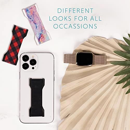LOVEHANDLE PRO Premium Phone Grip - Silicone Phone Strap - Magnetic Phone Mount and Kickstand for Smartphone and Tablet - Black Leopard