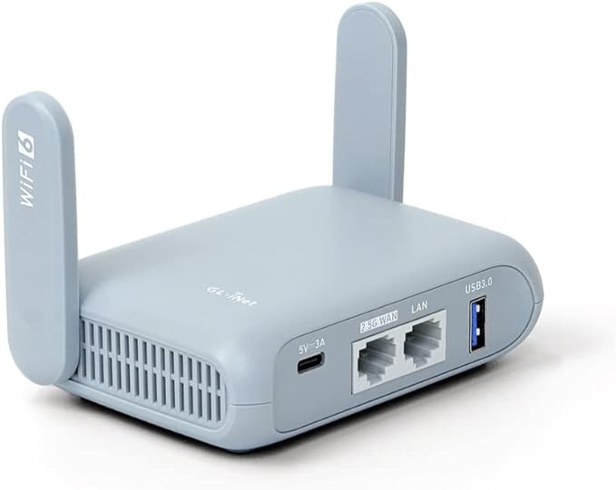 GL.iNet GL-MT3000 (Beryl AX) Portable Travel Router, Pocket Wi-Fi 6 Wireless 2.5G Router, Portable VPN Routers WiFi for Travel, Public Computer Routers, Business, Moblie/RV/Cruise/Plane