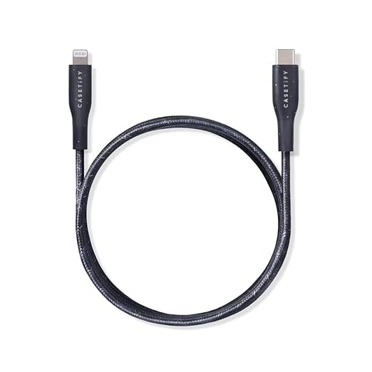 CASETiFY Powerthru USB-C to Lightning Cable (1m/3.3ft) - Black
