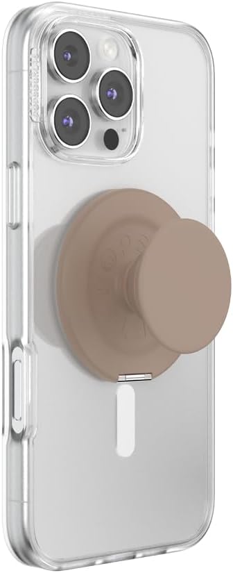 PopSockets Kick-Out Grip for MagSafe, Phone Grip with Built-in Phone Stand, Adjustable Kickstand for Portrait or Landscape, Strong Magnetic Hold, Wireless Charging Compatible - Latte