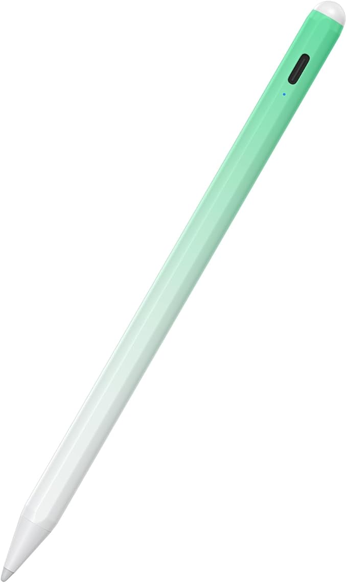 Stylus Pen for iPad 6th-11th Generation-2X Fast Charge Active Pencil Compatible with 2018-2025 Apple iPad Pro 11"/12.9"/M4, iPad Air 3/4/5/M2/M3,iPad Mini 5/6 Gen-Gradient White Green