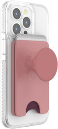 PopSockets Phone Wallet with Expanding Grip and Adapter Ring for MagSafe, Phone Card Holder, Wireless Charging Compatible, Wallet Compatible with MagSafe - Clay