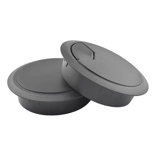 HAHIYO 2Pcs 3.15Inch/80mm Black ABS Plastic Sector-Shaped Desk Grommet Wire Grommet Cable Management Cord Hole Cover Desk Wire Hole Insert Wire Organizer for Computer Office Home Equipment System