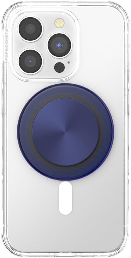 PopSockets Phone Grip for MagSafe with Kickstand, Magnetic Stand, Swappable Top, Secure Hold for iPhone MagSafe Cases, Phone & Tablet Grip - French Navy