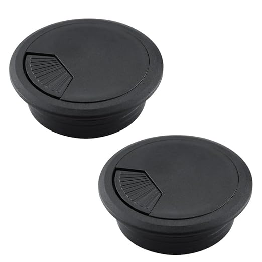2 Pcs Desk Grommet 2" / 50 mm, Desk Cord Hole Cover, Cable Grommet ABS Plastic, Desk Hole Grommet for Home & Office Pc, Detachable Adjustable Cable Cord Organizer-Black