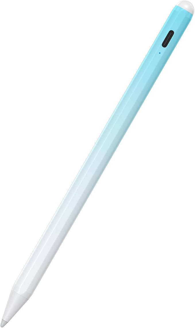 Stylus Pen for iPad 6th-11th Generation-2X Fast Charge Active Pencil Compatible with 2018-2025 Apple iPad Pro 11"/12.9"/M4, iPad Air 3/4/5/M2/M3,iPad mini 5/6 Gen-White Blue