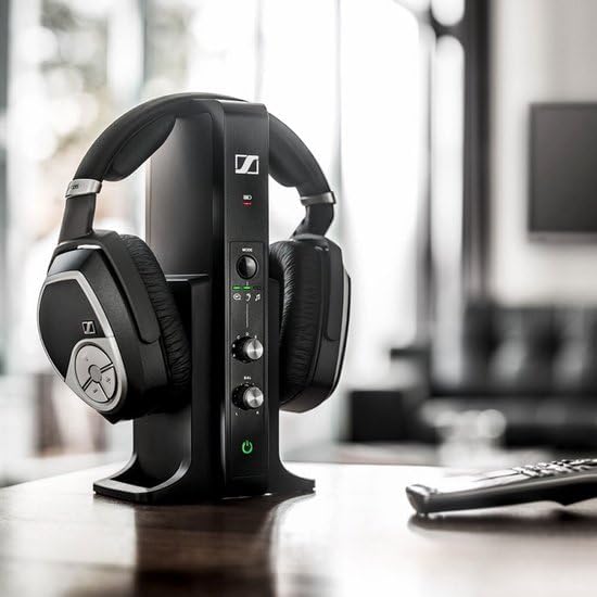 Sennheiser Consumer Audio RS 195 RF Wireless Headphone Systems for TV Listening with Selectable Hearing Boost Preset,Black