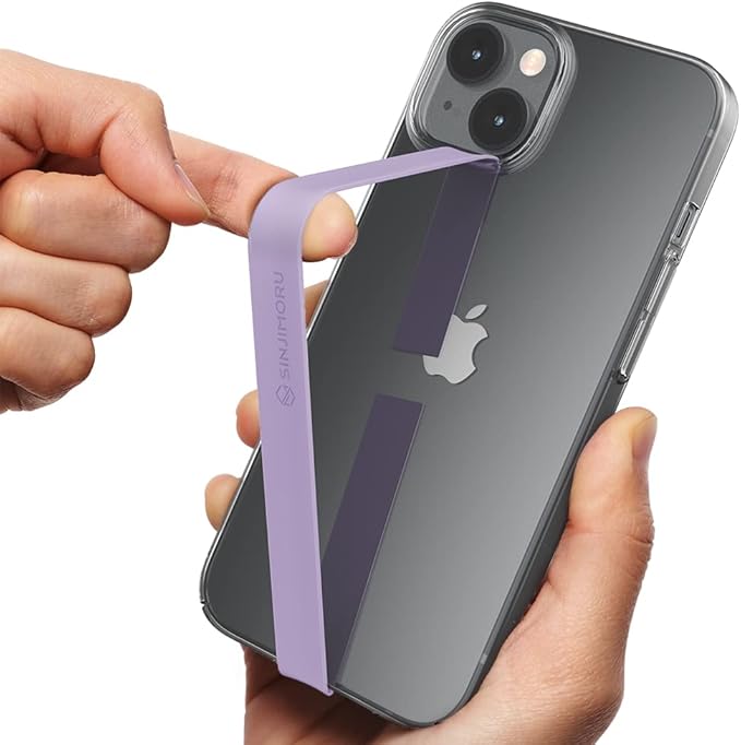 Sinjimoru Stretchable Silicone Phone Strap, Flexible and Elastic Grip Holder for iPhone & Android, Secure Phone Loops Finger Grip with Wireless Charging Support Sinji Loop Lavender