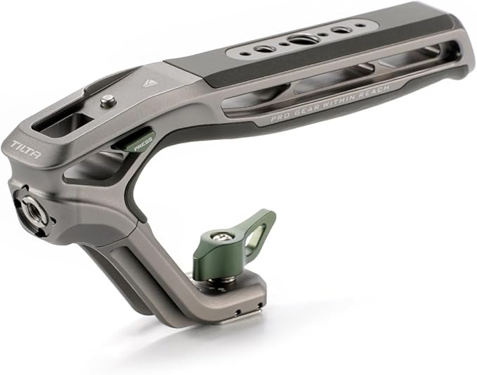 Tilta Xeno Top Handle for Filmmakers & Cameras - Titanium Gray | Aluminum Alloy and Silicone Build | 1/4″-20 w/Locating Points | Safety Release Pin | Comfortable Handling (Cold Shoe)