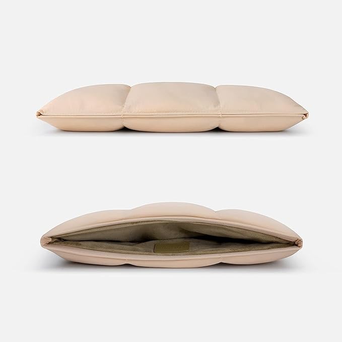 Comfyable Puffy Laptop Sleeve 13 Inch 14 Inch, Quilted Puffer Laptop Carrying Case, Pillow Case Compatible with MacBook Air M4 2025 M3 M2 M1, MacBook Pro M4 Pro/Max, Sand