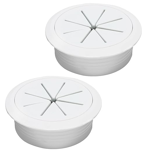Desk Grommet 2-1/16" (53 mm), Desk Hole Cover for Cables White, Cable Grommet ABS Plastic, Desk Hole Grommet for Office and Home Table Cable, Detachable & Flexible Cable Cord Organizer-2 Pcs