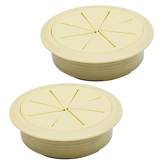 Desk Grommet 2" (50 mm), Desk Hole Cover for Cables Beige, Cable Grommet ABS Plastic, Desk Hole Grommet for Office and Home Table Cable, Detachable & Flexible Cable Cord Organizer-2 Pcs