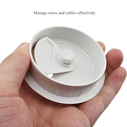 HAHIYO 2Pcs 2.4Inch/60mm White ABS Plastic Sector-Shaped Desk Grommet Wire Grommet Cable Management Cord Hole Cover Desk Wire Hole Insert Wire Organizer for Computer Office Home Equipment System