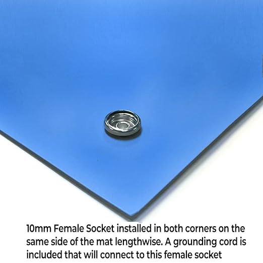 RubberStat Dual Layer ESD Compliant Workstation Rubber Table Mat Kit, Soldering, Cell Phone Repair, with Wrist Strap Set and Ground Cord - 48"x60" Royal Blue