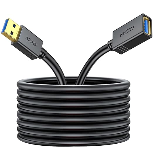 VCZHS Tech USB Extension Cable 20ft - High Speed USB 3.0 Extender Male to Female Cord, Durable & Flexible for Mouse, Keyboard, Printer, Flash Drive, Webcam, and More