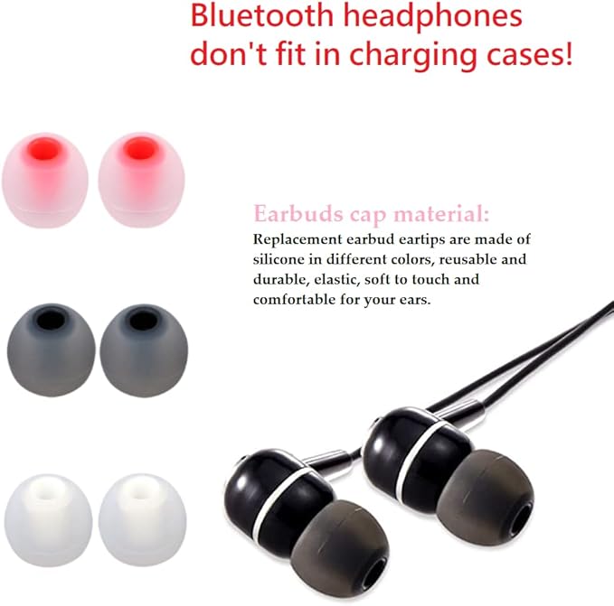 Silicone Earbud Tips Earbuds Replacement Ear Tips Gels Bud for Popular in-Ear Headphones Other Inner Hole from 3.8mm - 5.1mm Earphones 9 Pairs S/M/L