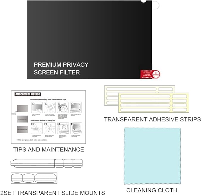 19 Inch - 16:10 Aspect Ratio - Computer Privacy Screen Filter for Widescreen Monitor - Anti-Glare - Anti-Scratch Protector Film - Protects Your Eyes from Harmful Glare and Blue Light