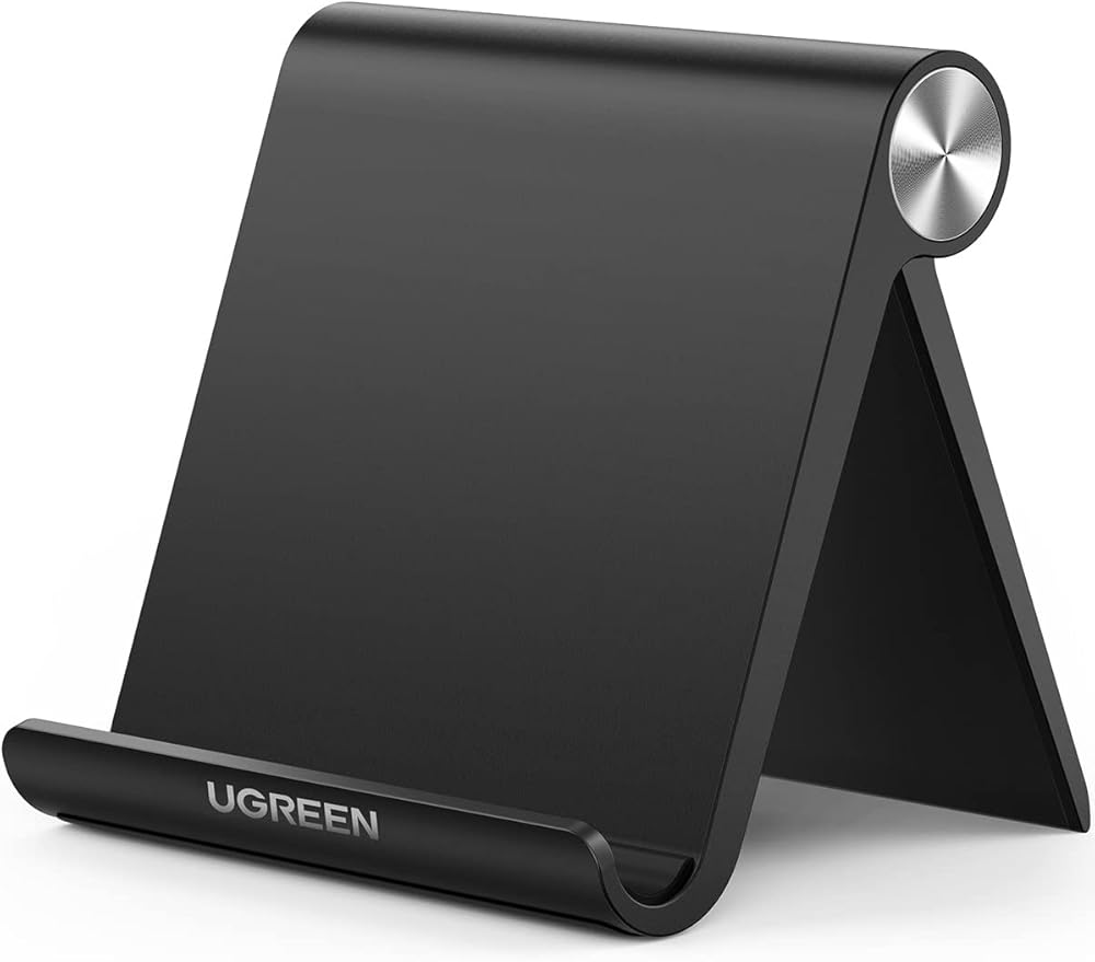 UGREEN Cell Phone Stand for Desk Phone Holder Foldable Portable Adjustable Compatible with iPhone 16 15 14 13 Pro Max, iPhone 12 11 Plus SE XS XR 8 7, Office Desk Travel Accessories, Black