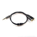 REXUS Black 3.5mm Y Splitter Stereo Audio Cable 4-Pole Male to 2 Female for Headphone, Headset Splitter Adapter Extension Aux Cable, Compatible MobilePhone and New Version Laptop(M22F35H)