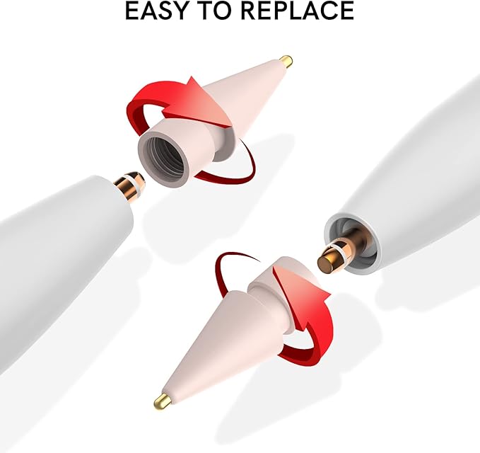 Delidigi 2 Pack Replacement Tips Compatible with Apple Pencil Pro/2nd Generation/1st Gen/USB C, Wear-Resistant iPencil Nibs Accessories Fine Point Precise Control Pen Like Tips