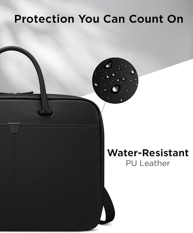 Lenovo 15.6-inch Laptop Bag (T200) - Water Resistant Leather Messenger Bag with Padded Device Compartment – Multi Compartment Professional Handbag with Shoulder Strap for Travel & Business