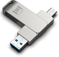 MOSDART 64GB USB3.1 Fast Speed C and A Dual Flash Drive, exFAT Memory Stick with Keychain Loop, for iPhone 15 and 16, Android Phone, iPad, MacBook, Silver