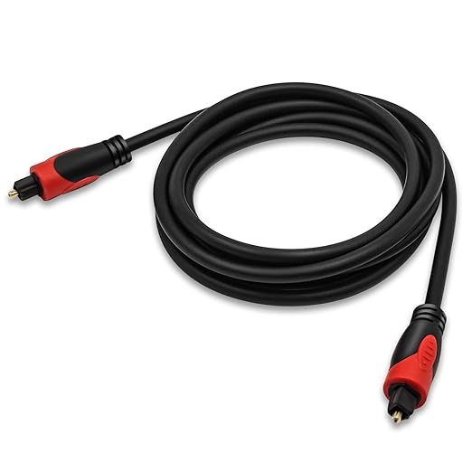 Optical Audio Cable 6.6FT/2M, Digital Audio Fiber Optic Cable Toslink, Flexible Jacket, Compatible with Home Theater, Sound Bar, PS4, Xbox, TV and More