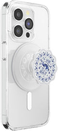 PopSockets Phone Grip for MagSafe with Kickstand, Magnetic Stand, Swappable Top, Secure Hold for iPhone MagSafe Cases, Phone & Tablet Grip - Peacock Saucer