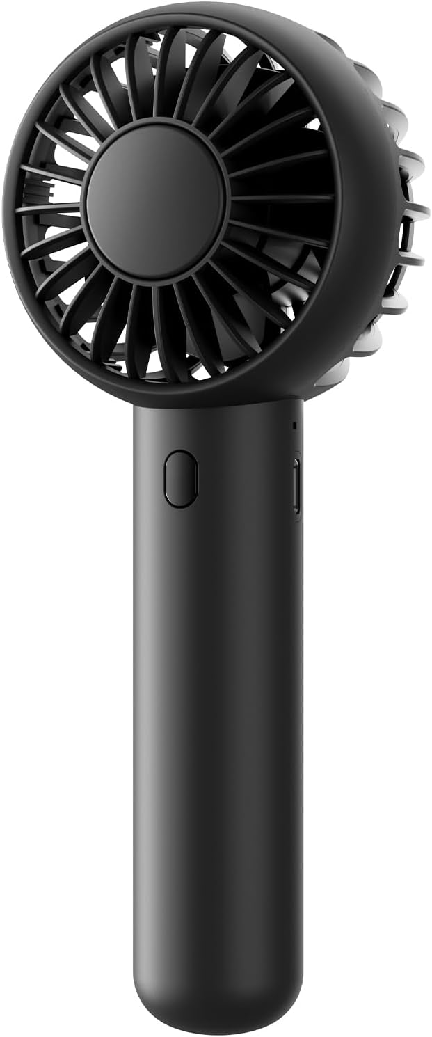 Gaiatop Mini Portable Fan, Small and Powerful, Cute Design 3 Speed Personal Handheld fan and Desktop with Base, Lightweight USB Rechargeable for Travel Lash Makeup Girl Women Summer Gift Black