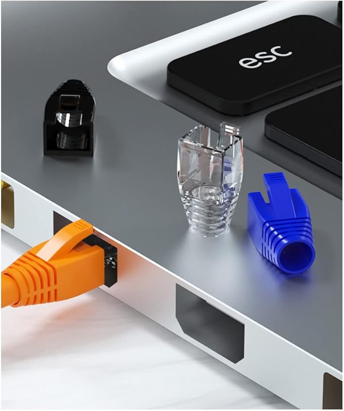50 Pcs Cat7 Cat7A Cat8 Strain Relief Boot, RJ45 Plug Connector Cover Modular Network Plug Connector Cap Cable Connector Boots, Grey