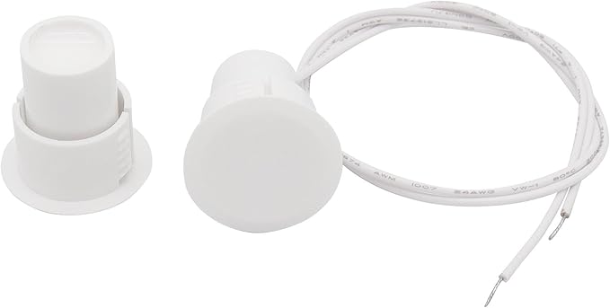 2PCS Recessed Wired Security Window Door Contact Sensor, Normally Closed NC, Door Alarm Magnetic Reed Switch with 2 Wire, ABS White, RC-36