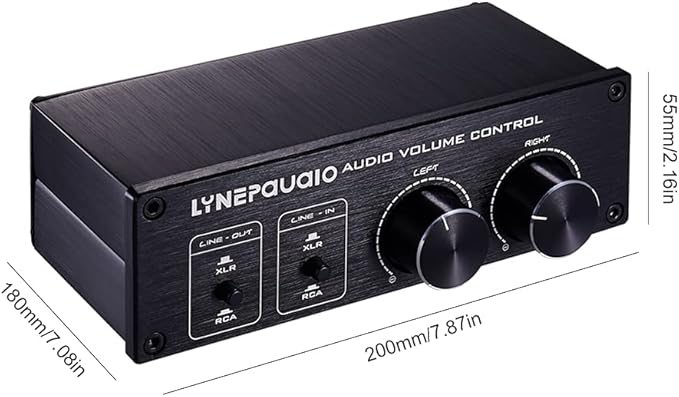 Volume Controller, Audio Volume Control Box, Passive Audio Volume Controller with Fully-Balanced & Single-Ended Mode XLR & RCA Interface for Home Stereo System Pre-Amplifier Speaker