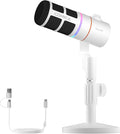 COMICA EJoy D10(D) USB Gaming Microphone – RGB Dynamic Mic with Noise Cancellation, XLR/USB-C, Real-Time Monitoring, Muting, Professional Studio Mic for Gaming, Streaming, Podcast, Recording (White)
