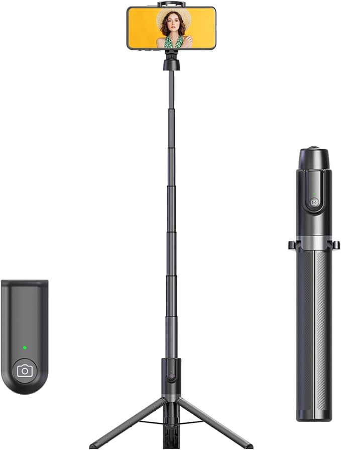 Selfie Stick Tripod for iPhone, Cell Phone Stand for Recording with Wireless Remote, Lightweight Tripod Stand for iPhone 13/12/12 Pro/12 Pro Max/11/11 Pro/X/XR/XS/8/7/6S,Android Samsung Smartphone