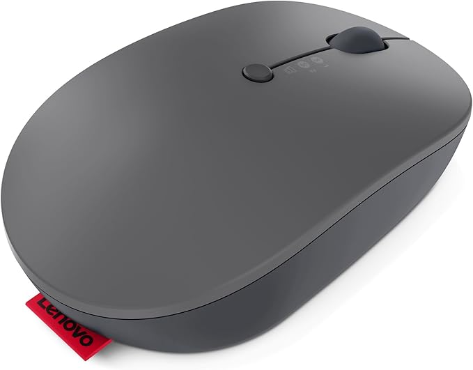 Lenovo Go Multi-Device Wireless Mouse, 2.4GHz Nano USB-C Receiver, Bluetooth, Adjustable DPI, USB-C Rechargeable Battery, Qi Wireless Charging, Ambidextrous, GY51C21211, Grey