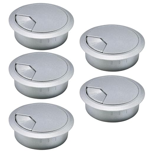 5 Pcs Desk Grommet 2-1/16" / 53 mm, Desk Cord Hole Cover, Cable Grommet ABS Plastic, Desk Hole Grommet for Home & Office Pc, Detachable Adjustable Cable Cord Organizer-Silvery