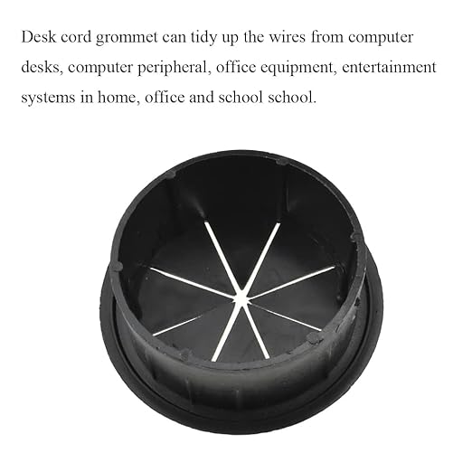 HAHIYO 2Pcs 2Inch/50mm Black ABS Plastic Eight-petaled Desk Grommet Wire Grommet Cable Management Cord Hole Cover Desk Wire Hole Insert Wire Organizer for Computer Office Home School Equipment Systems