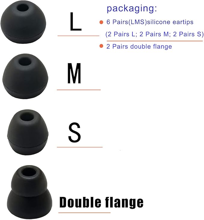 Silicone Earbuds Tips for Powerbeats Pro & 2/3 Replacement Eartips 8 Pairs L/M/S Double Flange Rubber Ear Tips