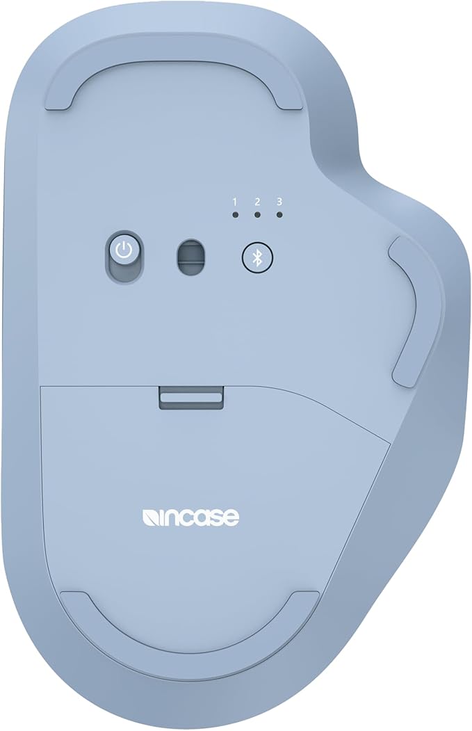 Incase Bluetooth Ergonomic Mouse – Designed by Microsoft – Two Thumb Buttons, Easy to Grip Thumb Rest, Precision Tracking, Connects 3 Devices, 15 Month Battery Life, PCs/Laptops (Pastel Blue)