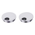2 Pack Desk Grommet 2-1/8 Inch 53mm, Zinc Alloy Computer Desk Wire Hole Cover, Office Desktop Cord Cable Hole Metal Ring, Silver Tone