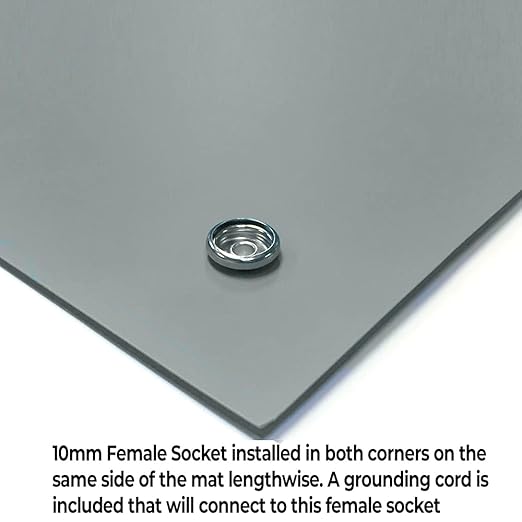 RubberStat Dual Layer ESD Compliant Workstation Rubber Table Mat Kit, Soldering, Cell Phone Repair, with Wrist Strap Set and Ground Cord - 24"x24" Grey