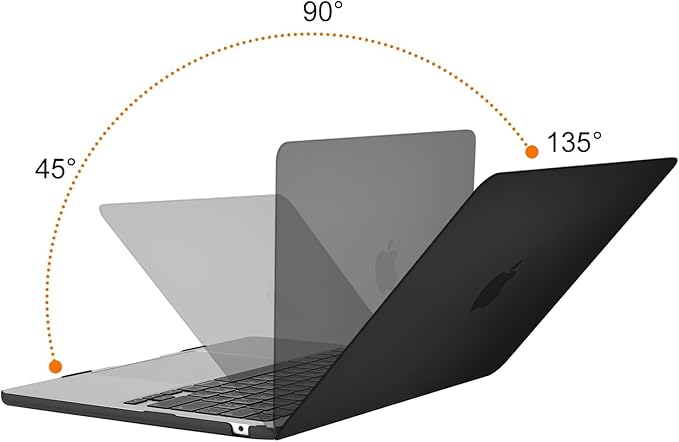 MOSISO Compatible with MacBook Air 13 inch Case 2025 2024 2023 2022 M4 A3240 M3 A3113 M2 A2681, Plastic Hard Shell&Keyboard Cover&Screen Film&Type C for MacBook Air 13.6 inch Case, Black