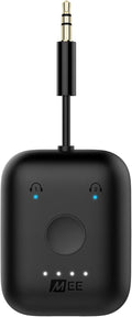 MEE audio Connect Air in-Flight Bluetooth Wireless Audio Transmitter Adapter for up to 2 AirPods/Other Headphones; Works with All 3.5mm Aux Jacks on Airplanes, Gym Equipment, TVs, & Gaming Consoles