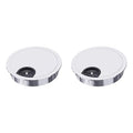 2 Pack Desk Grommet 2 Inch 50mm, Zinc Alloy Computer Desk Wire Hole Cover, Office Desktop Cord Cable Hole Metal Ring, Bright Silver