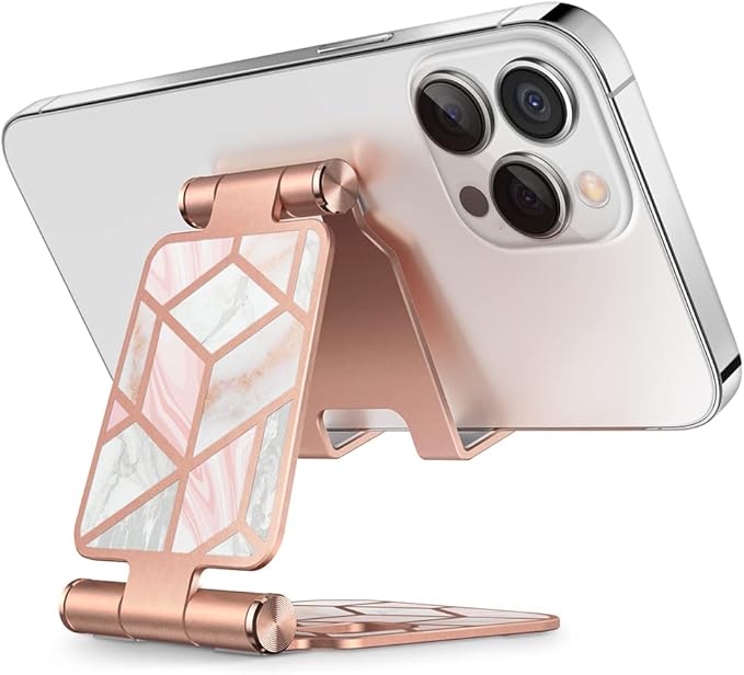 i-Blason Cell Phone Stand for Desk, Cell Phone Holder, Fits All Smart Phones, iPhone 16 15 14 13 Pro Max, Foldable Phone Stand Holder, Marble