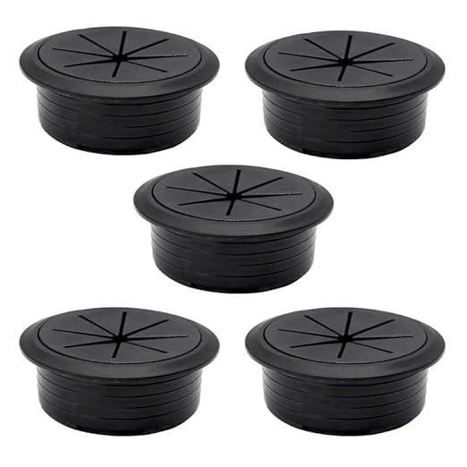 5 Pcs Desk Grommet 2-3/8" / 60 mm, Desk Hole Cover for Cables Black, Cable Grommet ABS Plastic, Desk Hole Grommet for Home & Office Pc, Detachable Cable Cord Organizer