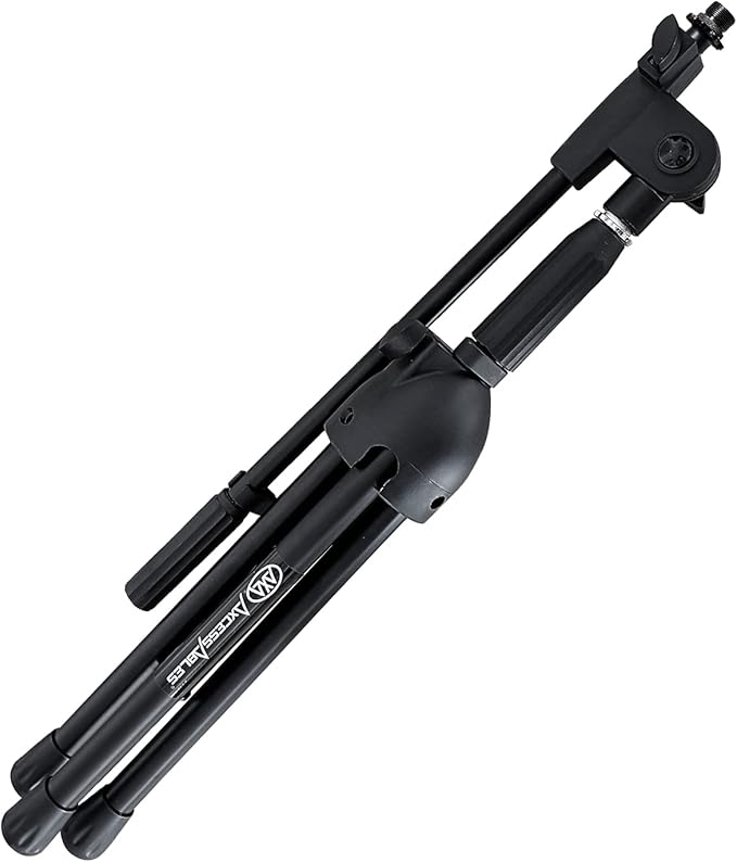 AxcessAbles Short Microphone Stand with Boom Arm | Low Profile Mic Tripod Stand for Kick Drums | Guitar Amp Stand | Low-Pro Mike Stand (MS-101L)